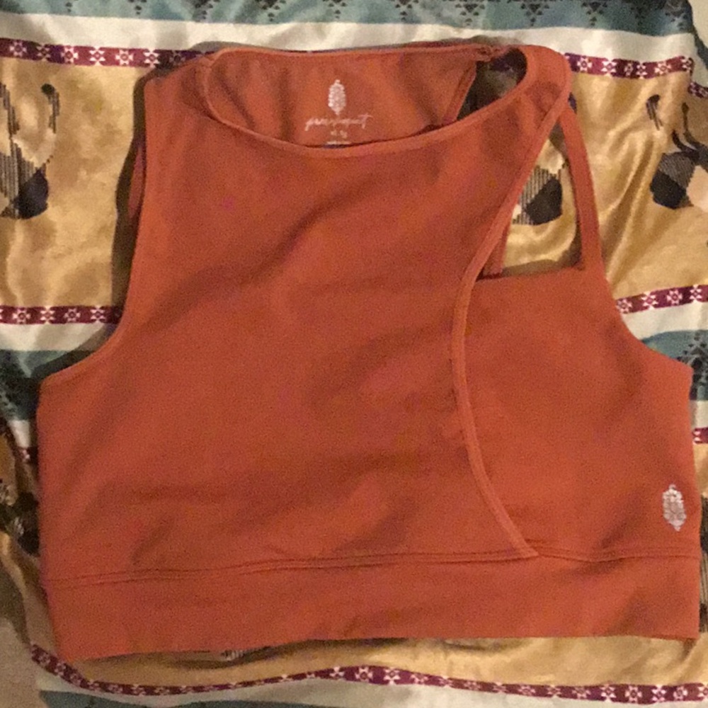 NWOT Free People ALO Yoga Terracotta Asymmetrical Crop Top